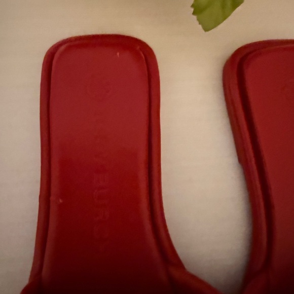 Tory Burch Red Gold Double T Logo Slide Sandals Size 6.5 - Picture 14 of 16